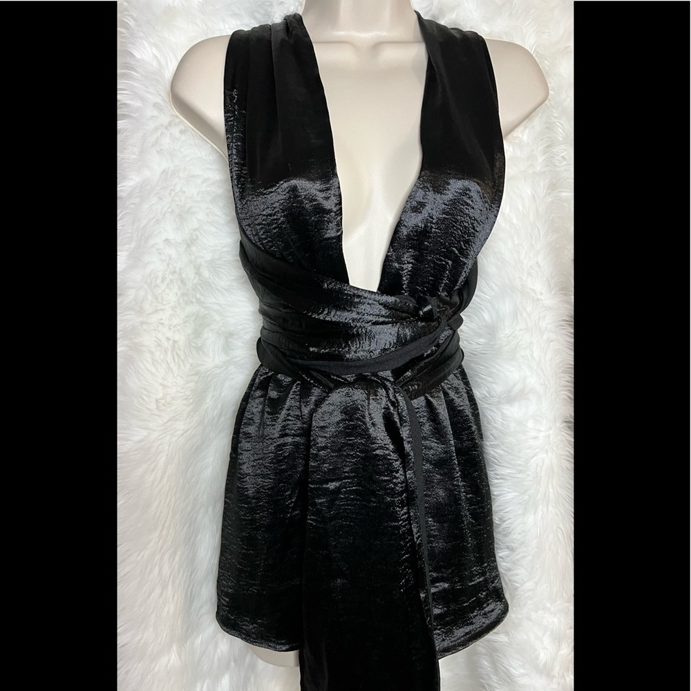 Sale 🔥 NWT Rapunzel black satin short romper size small by Solaris Style